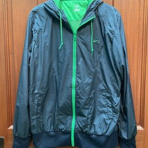 Nike Athletic Department Navy and Lime Green Rain Coat